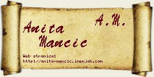 Anita Mančić vizit kartica
